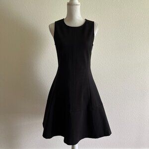 Lisa Perry Black & White Fit & Flare Dress with High Neck